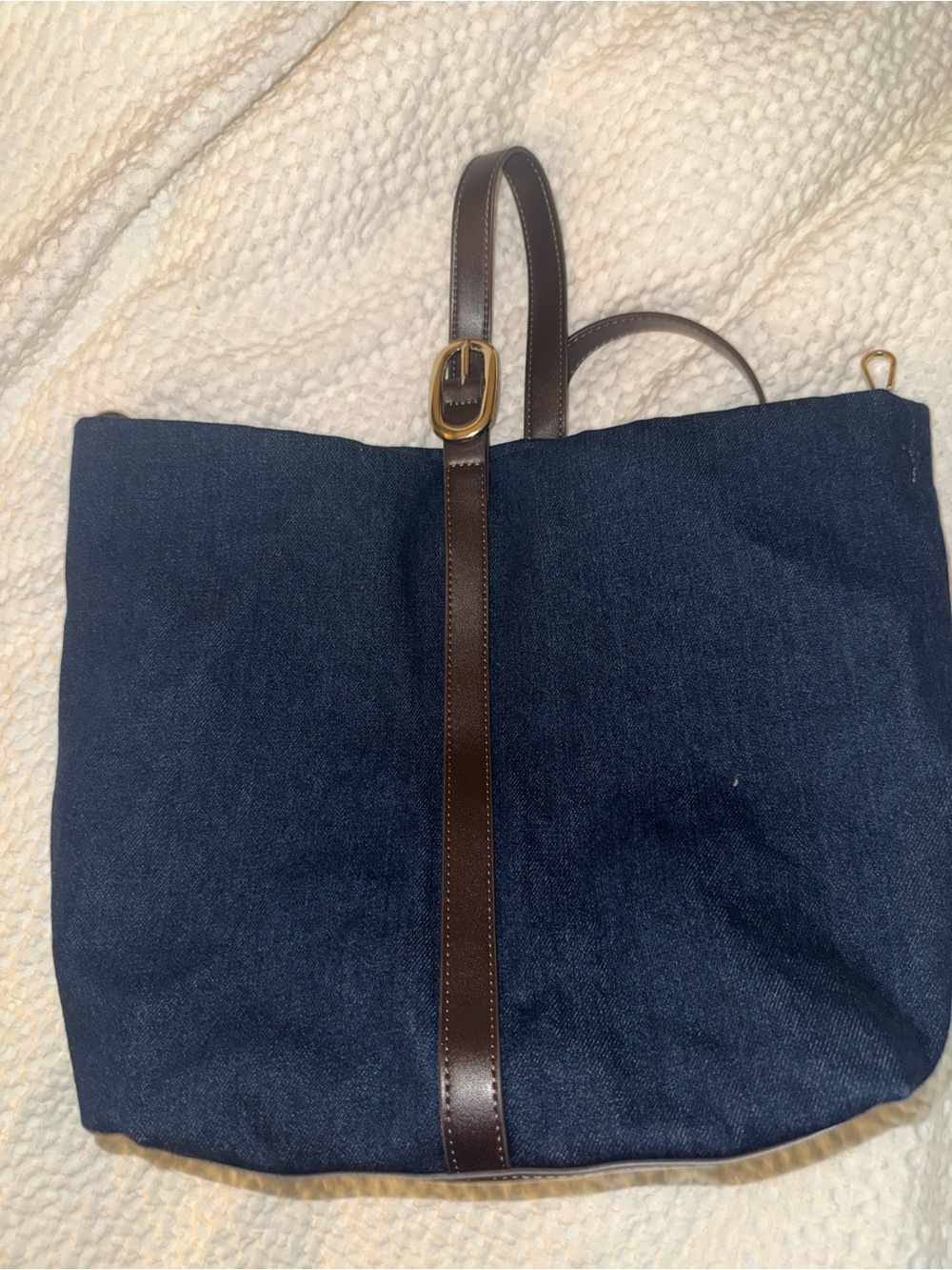 Jean Canvas Tote with Brown Leather Trim